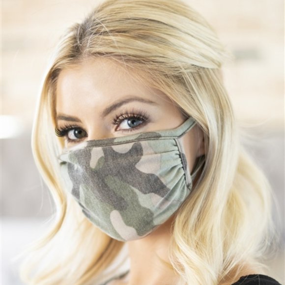 2 for $20! OLIVE CAMO PRINT FACE MASK - Picture 2 of 11